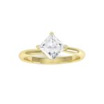 Square cut compass style diamond ring